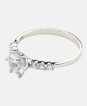 Ring 9 ct White Gold Engagement Ring with CZ Stones