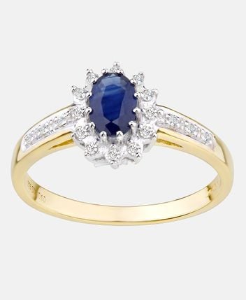 Ring 9ct Yellow Gold Ladies Diamond Ring