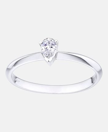 Diamond ring 9ct White Gold Diamond Single Stone Pear Shaped Ladies Ring
