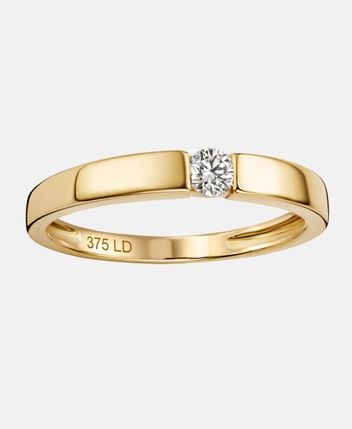 Diamond ring 9KT (375) Yellow Gold Ring with 0.1ct Lab Diamond