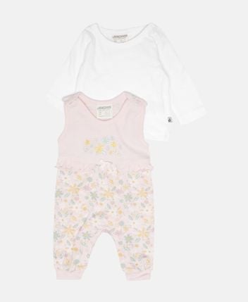 Long-sleeved top and romper set