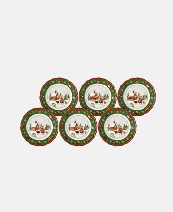 Plates, set of 6 Happy Wintertime Green
