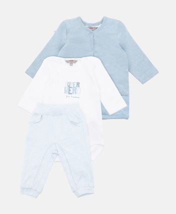 Romper, cardigan and trousers set