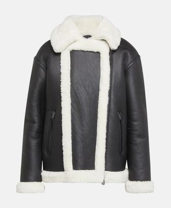 Leather jacket with fur trim