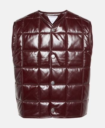 Lamb's leather leather vest Gilet shiny leather
