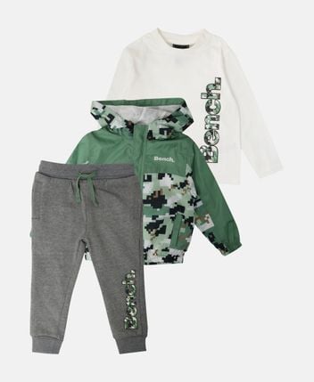 Jacket, long-sleeved top and trousers set