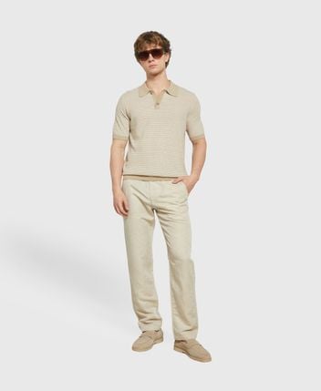 Linen-blend knitted polo shirt