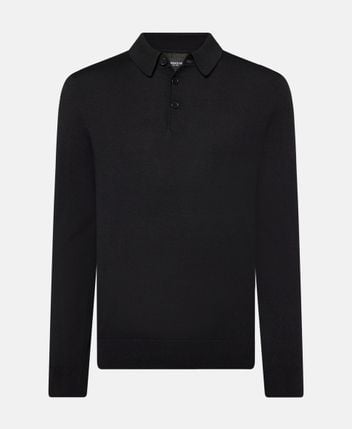 Woolen long-sleeved polo