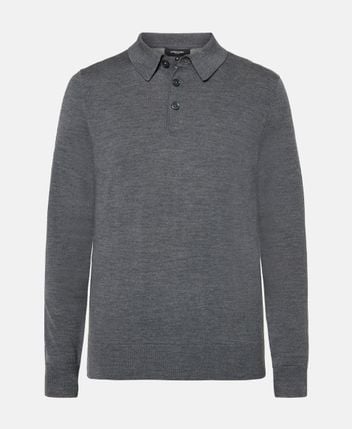 Woolen long-sleeved polo