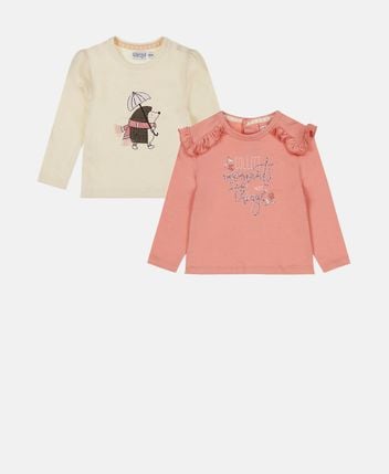 Long-sleeved top, pack of 2 berry