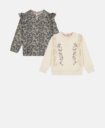 Long-sleeved top, pack of 2 little flower