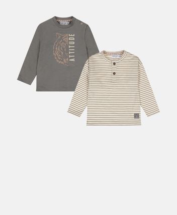 Long-sleeved top, pack of 2 safari friends B