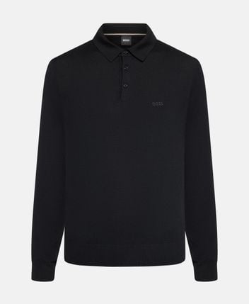 Woolen long-sleeved polo