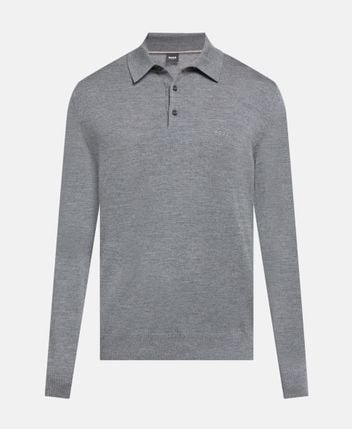Woolen long-sleeved polo