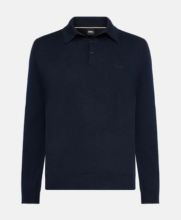 Woolen long-sleeved polo