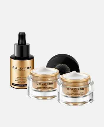 Set of night cream, day cream and face serum
