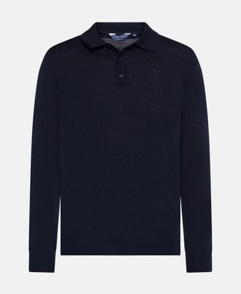 Woolen long-sleeved polo