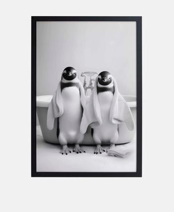 Framed picture Penguins Bath