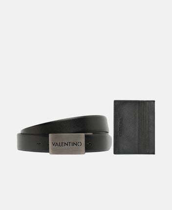 Set of leather card holder & leather belt