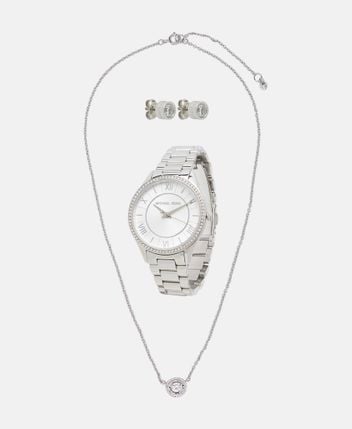 Set of watch, bracelet and earrings