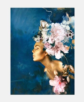 Painting Gold on blue couture