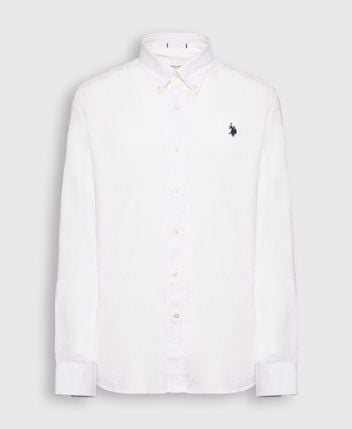 Linen-blend long-sleeved shirt - regular fit
