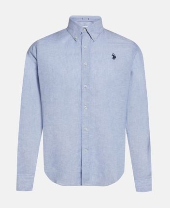 Linen-blend long-sleeved shirt - regular fit