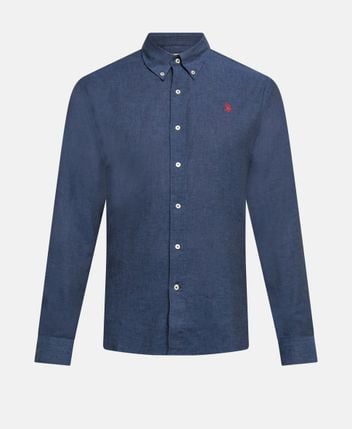 Linen-blend long-sleeved shirt - regular fit
