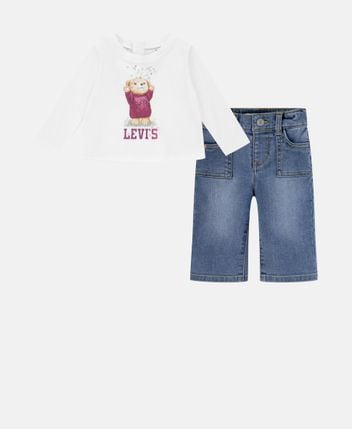 Long-sleeved shirt and jeans set