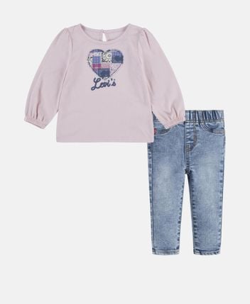 Long-sleeved shirt and jeans set