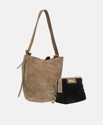 Leather handbag and pouch