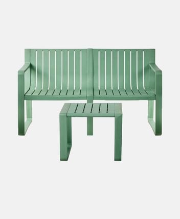Garden bench with side table