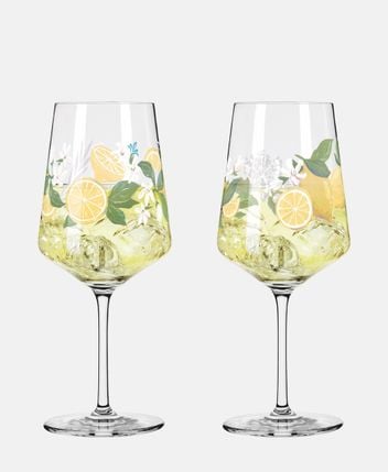 Wine glasses, set of 2 Summer Dew Limoncello