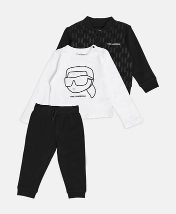 Shirt, trousers and sweat jacket set