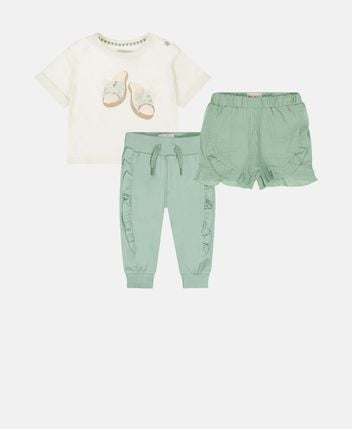 Set of t-shirts, shorts and trousers