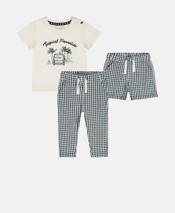 Set of t-shirts, shorts and trousers