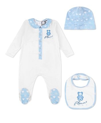 Romper, bib & beanie set