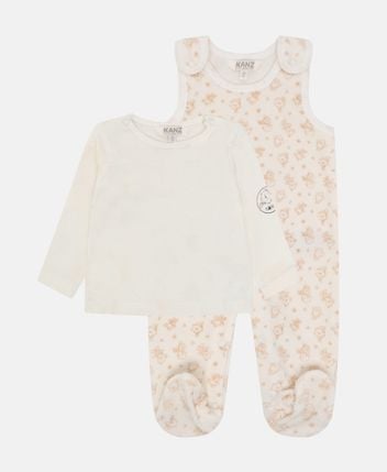 Long-sleeved top and romper set
