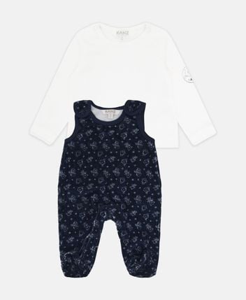Long-sleeved top and romper set