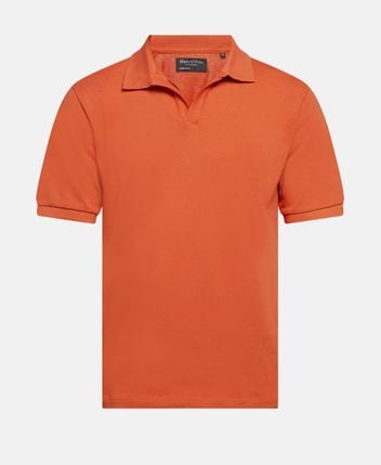 Linen-blend polo shirt