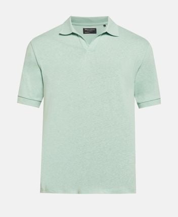 Linen-blend polo shirt