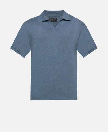 Linen-blend polo shirt