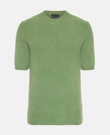 Short-sleeved wool pullover