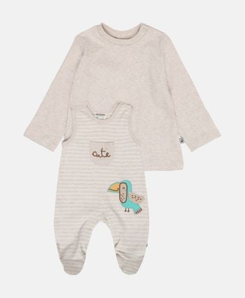 Long-sleeved top and romper set