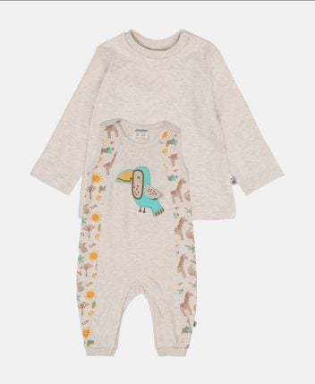 Long-sleeved top and romper set