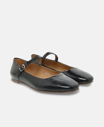Ballerina flat with straps Crincle Patent
