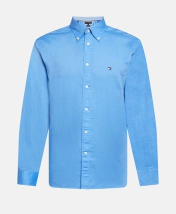 Linen-blend long-sleeved shirt - regular fit