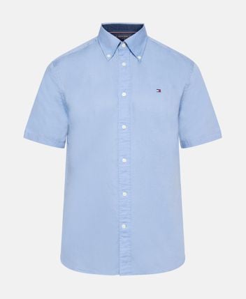 Linen-blend short sleeved shirt