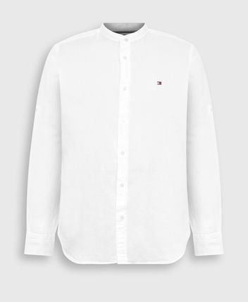 Linen-blend long-sleeved shirt - slim fit