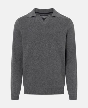 Wool-blend knitted polo shirt